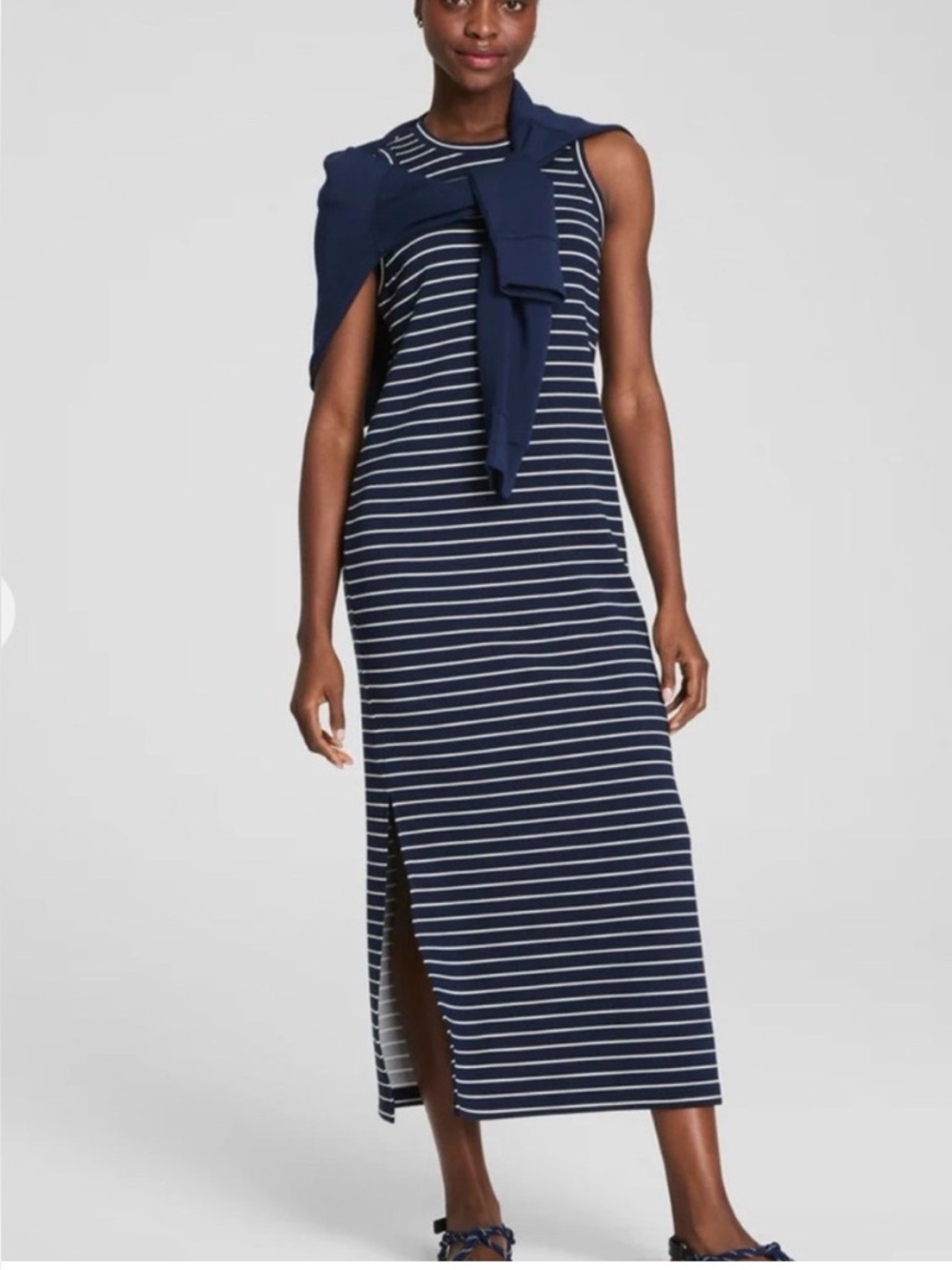 Spanx AirEssentials Stripe Navy Maxi Dress NWT